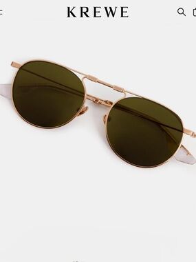 Krewe Rampart Fold 18K + Crystal Polarized Sunglasses